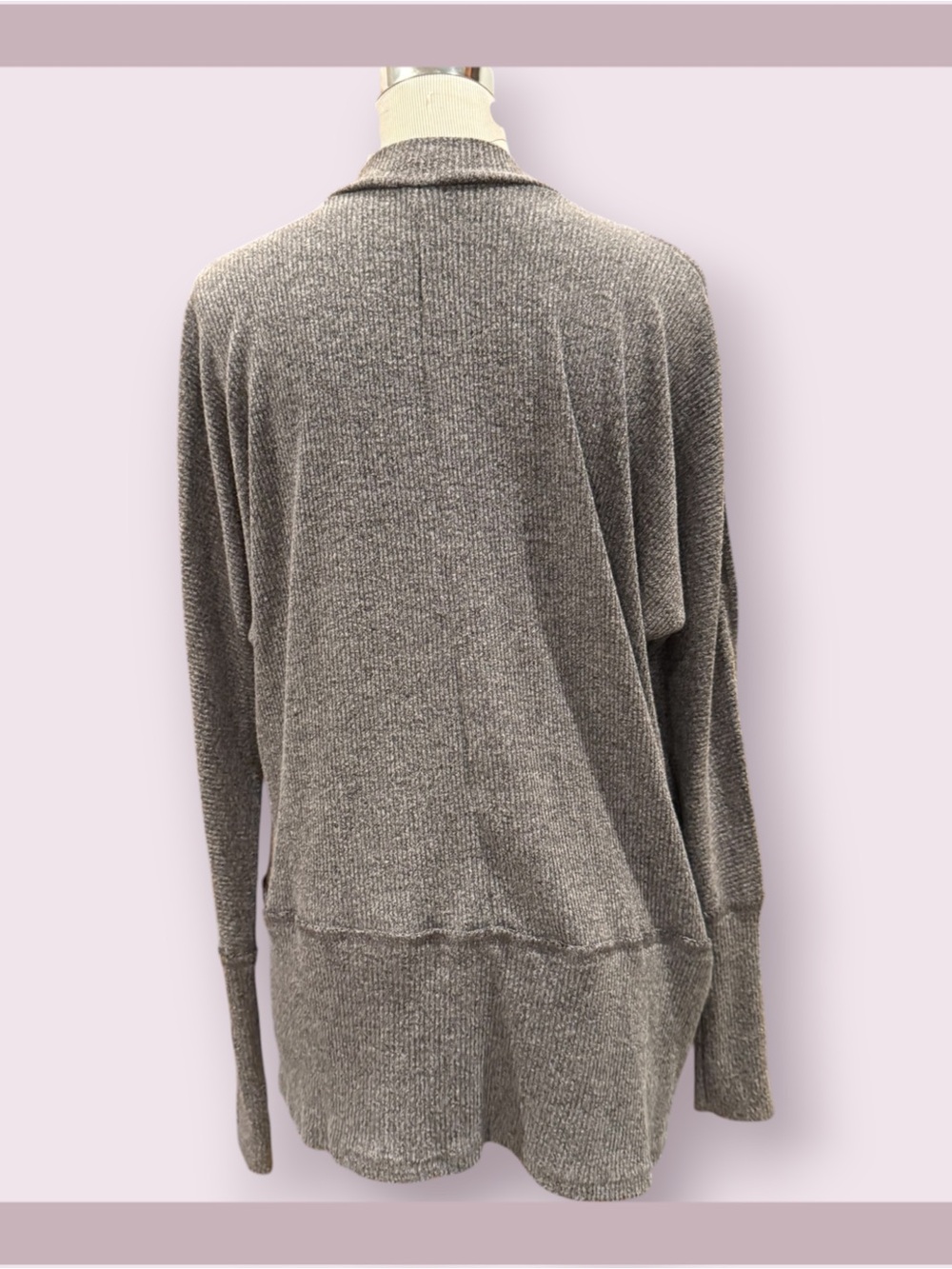 Suzanne Betro Heathered Gray Ribbed Mock Neck Tunic Top - Picture 4 of 6